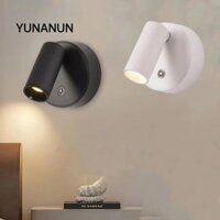 Đèn tường LED YUNAUN, Đèn treo tường đế từ tính màu đen trắng, có công tắc cảm ứng USB có thể sạc lại Đèn ngủ có thể điều chỉnh độ sáng Phòng ngủ