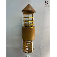 Đèn tường mái nhọn màu vân gỗ, đui đèn E27, chống nước,lắp cả trong nhà và ngoài trời bóng LED