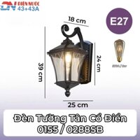 ĐÈN TƯỜNG TÂN CỔ ĐIỂN - MÀU ĐEN - ĐUI ĐÈN E27*1 BÓNG ST64 / 8 watt - M: 0155 / 0288SB