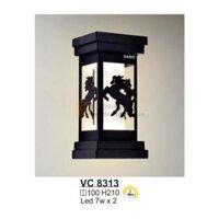 Đèn vách cổng vuông Led 7W*2 - Ø100*H210 - 3 màu ánh sáng - vỏ màu đen