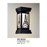 Đèn vách cổng vuông Led 7W*2 - Ø100*H210 - 3 màu ánh sáng - vỏ màu đen