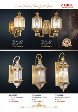 Đèn vách đồng Hufa VĐ-6008M