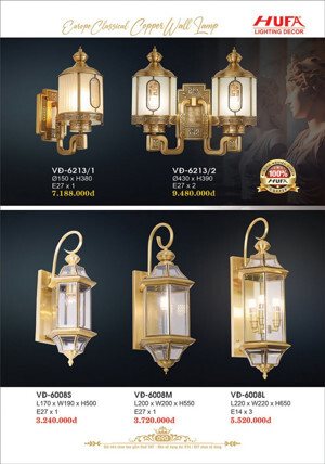 Đèn vách đồng Hufa VĐ-6008M