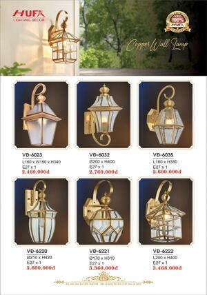 Đèn vách đồng ngoài Trời VĐ6032 Hufa