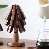 Đen Walnut cách nhiệt Mat Gỗ Tea Cup Mat Trang chủ Sáng tạo Một Cây Chống Nóng Bữa Ăn Mat Gỗ Bảng Trang Trí