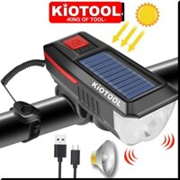 Đèn xe đạp năng lượng mặt trời Kiotool có còi chống nước 3 chế độ sáng