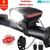 Đèn xe đạp thể thao DoDoDios siêu sáng có còi pin sạc usb led T6 chống nước - Đèn còi xe đạp có 3 chế độ sáng còi to - Màu Đỏ Cao Cấp
