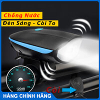Đèn xe đạp thể thao KIOTOOL siêu sáng có còi pin sạc usb led T6 chống nước - Đèn còi xe đạp có 3 chế độ sáng còi to - Xanh dương da trời