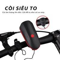 Đèn xe đạp thể thao siêu sáng có còi dùng sạc usb led T6 chống nước, loại tốt