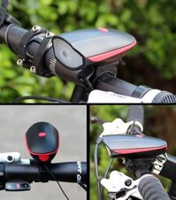 Đèn xe đạp thể thao siêu sáng có còi pin sạc usb led T6 chống nước - Đèn còi xe đạp có 3 chế độ sáng còi to - Chính hãng Amalife - LED Đỏ