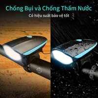 Đèn Xe Đạp Thể Thao Siêu Sáng Còi To Chống Nước  - Đen viền xanh dương