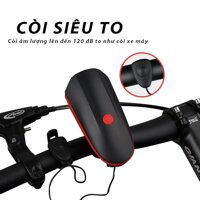 Đèn Xe Đạp Thể Thao Siêu Sáng Còi To Chống Nước  - Đen viền đỏ