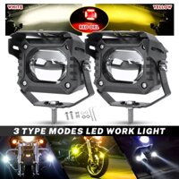Đèn xe máy 3 inch Chùm tia màu kép với đèn LED màu đỏ cho ô tô 4x4 Xe tải địa hình Động cơ 12V 24V