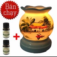 Đèn xong tinh dầu Bát Tràng + tặng 2 chai tinh dầu nguyen chất