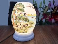 Đèn Xông Tinh Dầu Bát Tràng Dáng Trứng Tùng Hạc