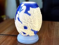 Đèn Xông Tinh Dầu Dáng Trứng Nổi Chim Công Màu Xanh Dương ưa chuộng