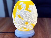 Đèn Xông Tinh Dầu Dáng Trứng Nổi Chim Công Màu Vàng