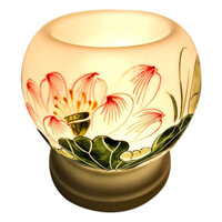 Đèn Xông Tinh Dầu Gốm Bát Tràng Hoa Sen  Tặng 01 Lọ Tinh Dầu Sả Chanh 10mL - Hàng Chính Hãng