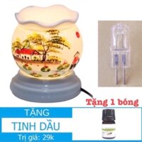 Đèn Xông Tinh Dầu Gốm Sứ Bát Tràng,Thơm Phòng,Đuổi Muỗi,Tặng kèm 1 lọ tinh dầu thơm