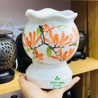 Đèn xông tinh dầu gốm thấu quang Bát Tràng - Đuổi muỗi, thơm phòng size lớn 12x15 cm