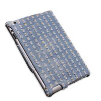 Denim Fabric Microfiber Embossing Heat Styling Skin Case For iPad 2 3