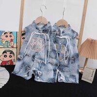 Denim Phong Cách Trung Hoa Anh Trai Quần Áo Cho Bé Mặc Bên Ngoài Nam Nữ Bé Phong Cách Trung Hoa Thêu Không Tay Thoáng Khí Áo Liền Quần✨0528✨