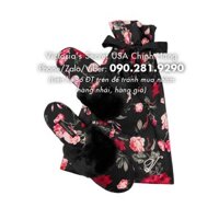 (Dép 32) Dép satin đen hoa hồng, phối lông đen cá tính - Size S, M - , Victoria's Secret