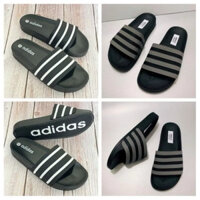 Dép Adidas quai sọc trắng xám đế cao su chống nước - Dép quai ngang nam nữ thời trang cao cấp Hottrend 2024 đủ size 37-4