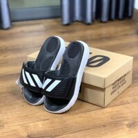 Dép Alphabounce nam nữ đen viền trắng,dép adidas Alphabounce phiên bản sọc ngang đế êm chống trơn trượt thể thao