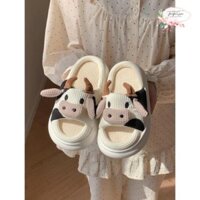 Dép bánh mì mới ba chiều hình con bò dễ thương dép đi trong nhà chống trượt dành cho cha mẹ và con cái phù hợp tất cả ph