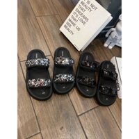 Dép bánh mì nữ 2 quai ngang đính kim sa siêu xinh
