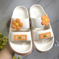 Dép bánh mì nữ đế gợn sóng cao 5cm tăng chiều cao Sticker Bông Hoa dễ thương, dép quai ngang đi trong nhà
