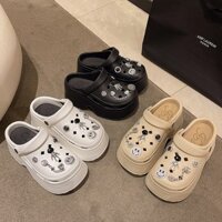 Dép bánh mì nữ dép sandal đế cao 7cm đính kèm nhiều sticker dễ thương có lỗ thoáng khí(Mã 1288)