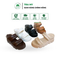 Dép Bánh Mì Trà My 2 Quai Trơn Da Pu Cao 5 Phân 5 Màu. Dép Sandal Xuồng Bánh Mì Cao 5cm - Giày Dép Trà My