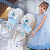 Dép bé gái mới Giày công chúa Elsa giày pha lê mềm ở nước ngoài
