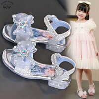 Dép Bé Gái Nữ Kim Cương Giả Nơ Elsa Giày Sandal Công Chúa Nữ Học Sinh Đế Mềm Chống-