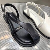 Dép bệt nữ cao su PU Flat Buckle Dép xỏ ngón