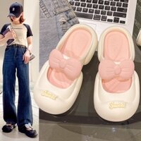 Dép Bít Mũi Đế Dày Chống Trượt Đính Nơ Dễ Thương Thời Trang Mùa Hè Cho Nữ