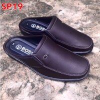 Dép bít mũi nam cao cấp, da mềm, mã SP19, size từ 38-43, màu nâu sang trọng lịch lãm