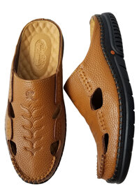 Dép bít mũi nam da bò thật BIGGBEN cao cấp SB108 - 38 - Vàng