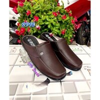 Dép bít mũi nam phom đẹp, da mềm,mang êm chân, mã SP19, màu nâu, mẩu mới nhất hiện nay