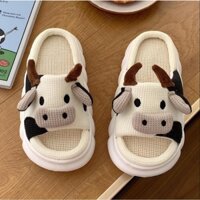 Dép bò, dép đi trong nhà mùa đông cute đế eva cao cấp siêu êm độn 3-4cm vải len bông ấm áp size kép 36-41(Anhnist Store)