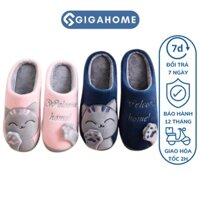 Dép Bông Bít Mũi Nam Nữ Đi Trong Nhà GIGAHOME Quai Hình Mèo Cute 7779