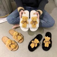 Dép bông đi trong nhà, dép bông hình thú gấu siêu êm ấm Cute DB8