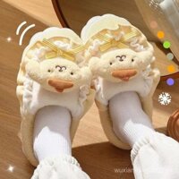 Dép bông hình chó pudding cho phụ nữ, dép Sanrio mới dễ thương, không trượt, đế dày cho mùa thu và đông