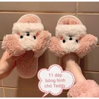Dép bông hình chó Teddy mang trong nhà