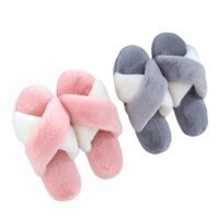 Dép Bông Quai Chéo Đế Cao Su, Lông Siêu Mềm Mịn