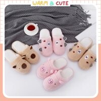 Dép bông tai gấu, dép bông heo xinh xắn đi trong nhà mùa đông Warm A119 - Hàng mới về