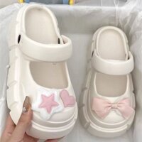Dép Búp Bê Nữ Đế Cao Gắn Charm Nơ Xinh Xắn – Dép Quai Hậu Sandal Nhựa EVA Êm Chân, Phong Cách Hàn Quốc
