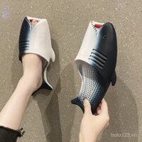 Dép cá mập cho phụ nữ, thời trang ngoài trời mùa hè, dép trượt cặp đôi hài hước, dép tắm trong nhà chống trượt chống mùi mát mẻ